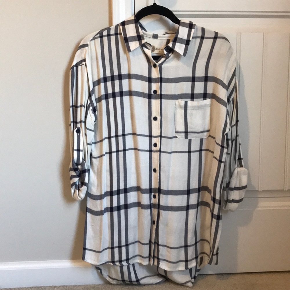 White & Blue Plaid Shirt